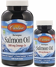 Kup Zestaw olej z łososia, kapsułki - Carlson Labs Norwegian Salmon Oil (capsule/180szt + capsule/50szt)