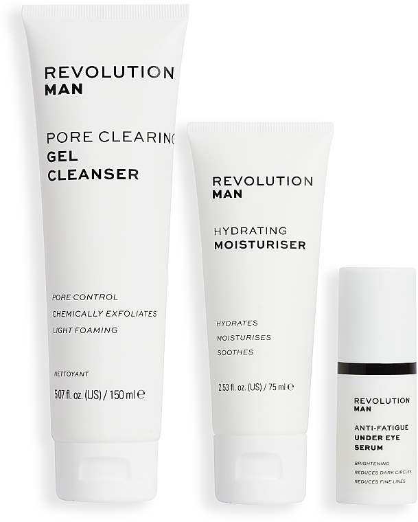 PRZECENA! Zestaw - Revolution Man Ultimate Skincare Essentials (f/gel/150 ml + f/cr/75 ml + eye/ser/15 ml) * — Zdjęcie N3