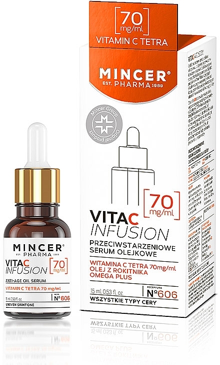 Przeciwstarzeniowe serum olejkowe do twarzy - Mincer Pharma Vita C Infusion N°606 — Zdjęcie N1