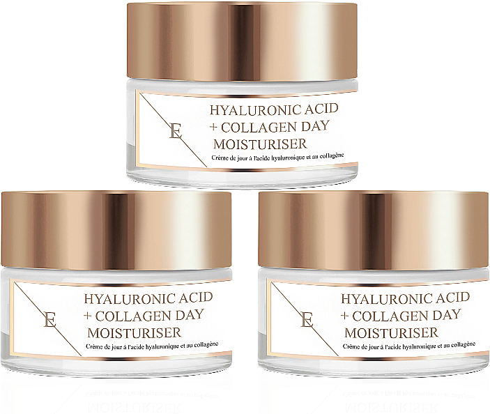 Zestaw - Eclat Skin London Hyaluronic Acid & Collagen Day Moisturiser (f/cream/3x50ml) — Zdjęcie N1