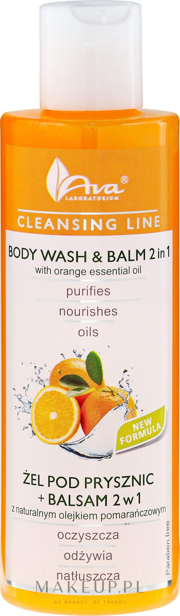 Żel pod prysznic + balsam 2 w 1 z naturalnym olejkiem pomarańczowym - Ava Laboratorium Cleansing Line Body Wash & Balm 2In1 With Orange Essential Oil — Zdjęcie 200 ml