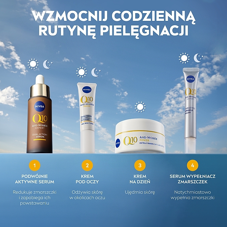 Przeciwzmarszczkowy nawilżający krem na dzień - NIVEA Q10 Power SPF15 — Zdjęcie N8