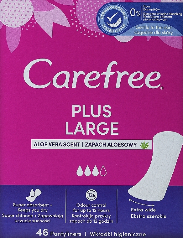 Wkładki higieniczne, 46 szt. - Carefree Plus Large Aloe — Zdjęcie N1