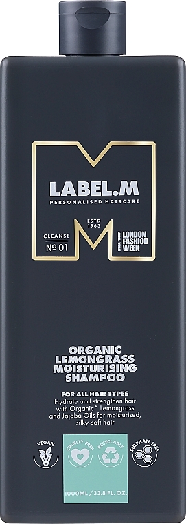 Nawilżający szampon do włosów - Label.m Professional Organic Lemongrass Moisturising Shampoo — Zdjęcie N1