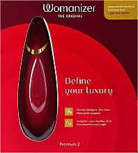 Podciśnieniowy stymulator łechtaczki, bordowy - Womanizer Premium 2 Bordeaux — Zdjęcie N1