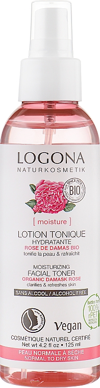 Oczyszczający tonik do skóry normalnej i suchej - Logona Facial Care Facial Toner Organic Rose