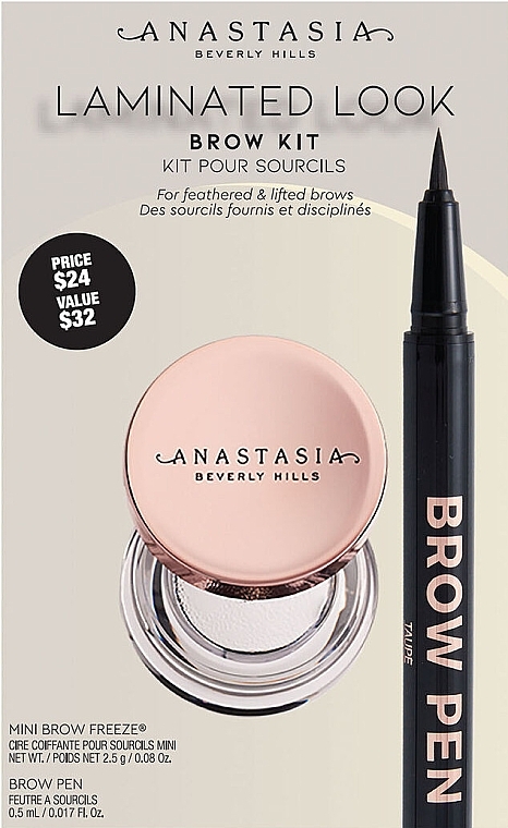 Zestaw do pielęgnacji brwi - Anastasia Beverly Hills Laminated Look Brow Kit (brow/freeze/2.5g + brow/pen/0.5ml) — Zdjęcie N1