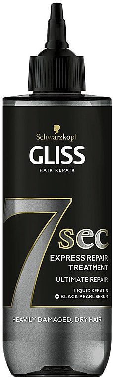 Maska do włosów suchych i zniszczonych z keratyną i ekstraktem z czarnych pereł - Gliss Kur 7 Sec Express Repair Treatment Ultimate Repair
