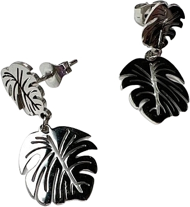 Kolczyki damskie, liście palmowe, srebrne - Lolita Accessories — Zdjęcie N1