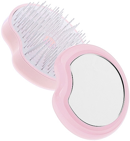 Kompaktowa szczotka do włosów z lusterkiem, różowa - Janeke Compact and Ergonomic Handheld Hairbrush With Mirror — Zdjęcie N1