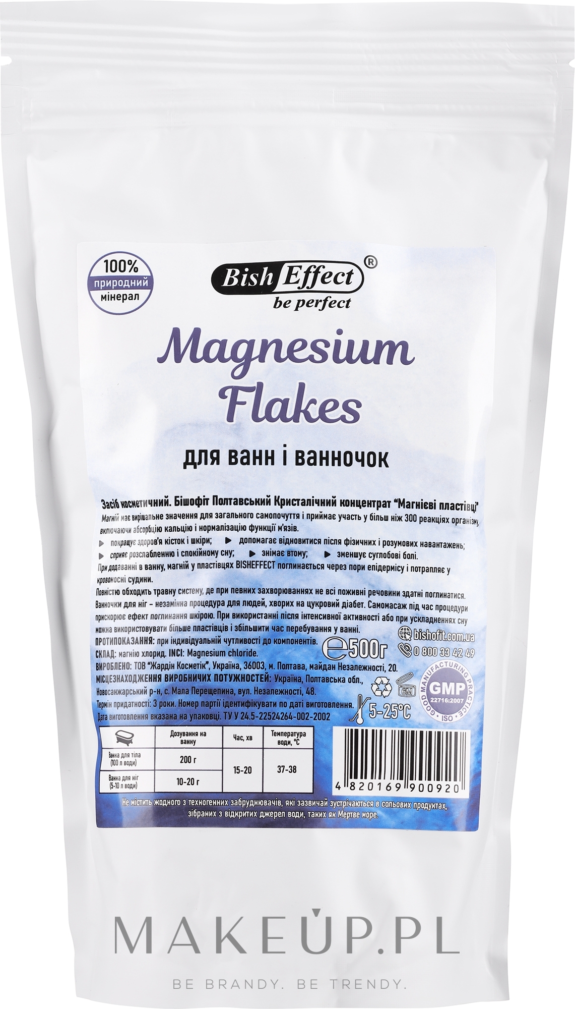 Krystaliczny koncentrat do wanny Magnezowe płatki - Bisheffect Magnesium Flakes — Zdjęcie 500 g