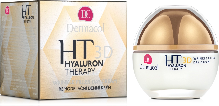 Krem z czystym kwasem hialuronowym do twarzy na dzień - Dermacol Hyaluron Therapy 3D Wrinkle Day Filler Cream