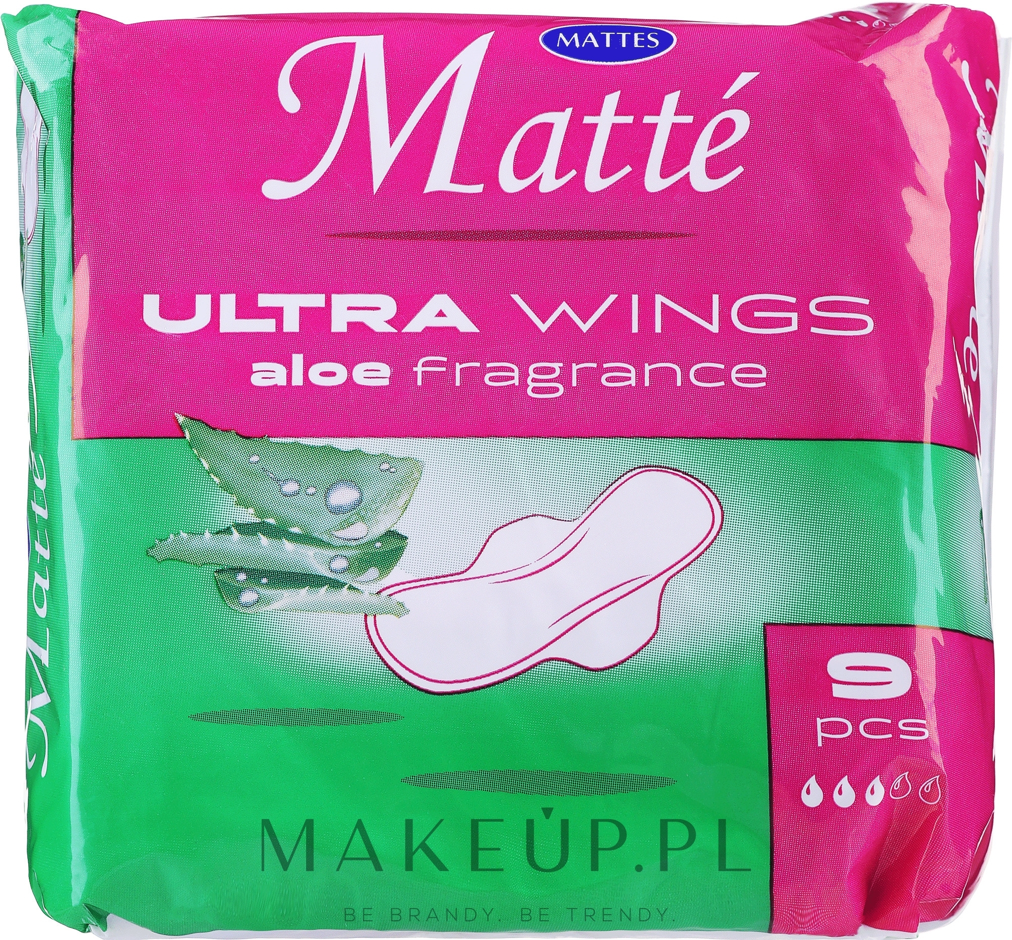 Podpaski higieniczne ze skrzydełkami, 9 szt. - Mattes Ultra Wings Aloe — Zdjęcie 9 szt.