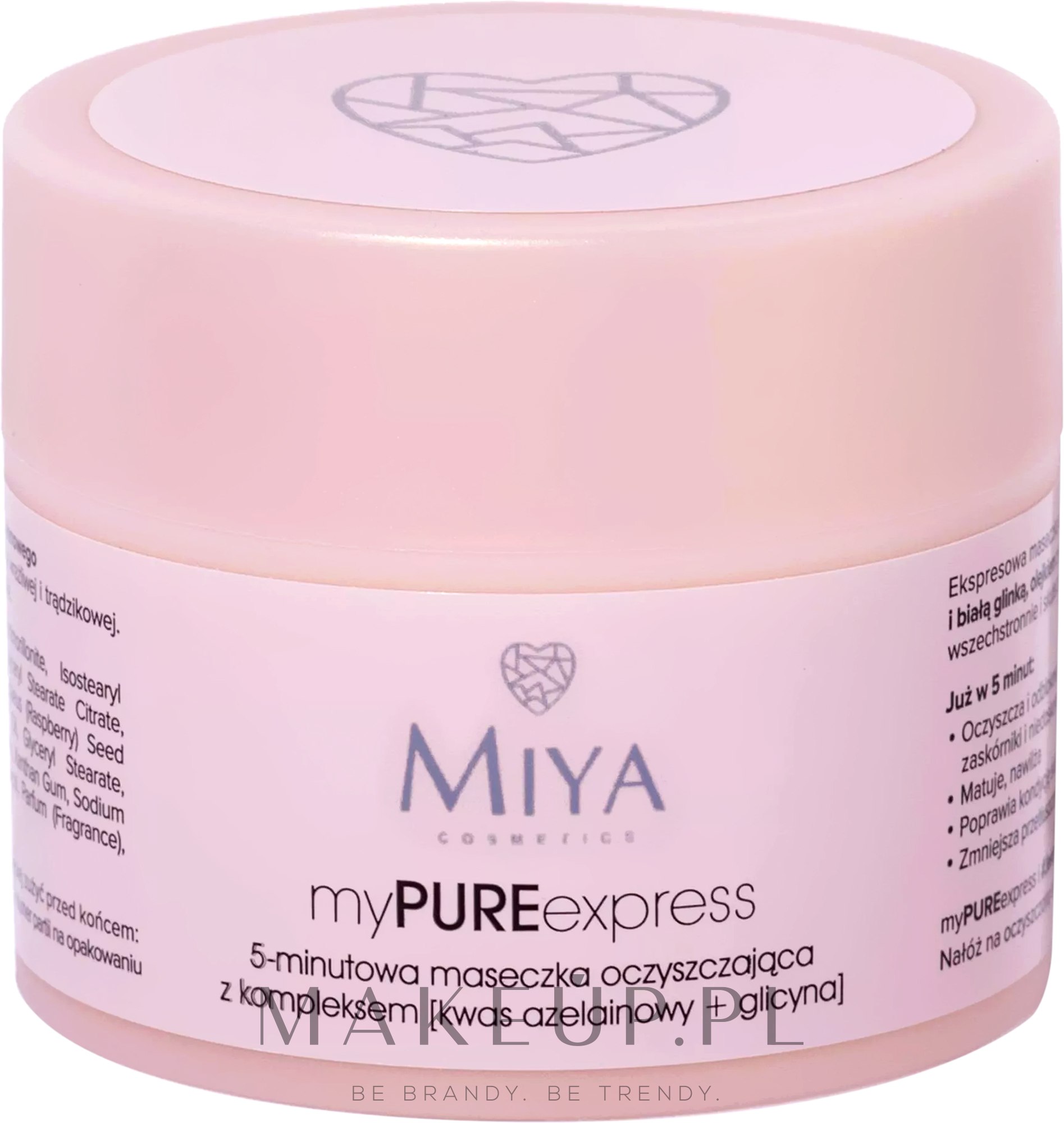 Miya Cosmetics myPUREexpress - 5-minutowa maseczka oczyszczająca z kompleksem [kwas azelainowy + glicyna] — Zdjęcie 50 g