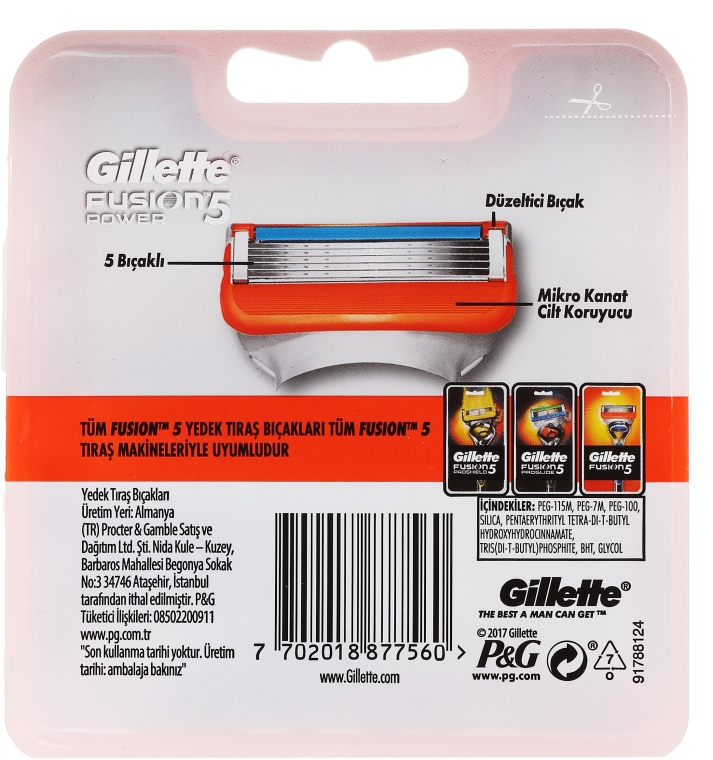 Wymienne wkłady do maszynki, 2 szt. - Gillette Fusion Power — Zdjęcie N2