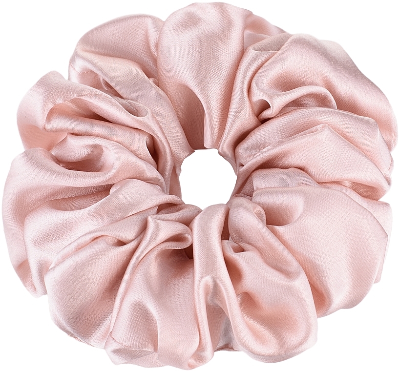 Gumka-scrunchie do włosów z naturalnego jedwabiu, pudrowy róż Largy - MAKEUP — Zdjęcie N1