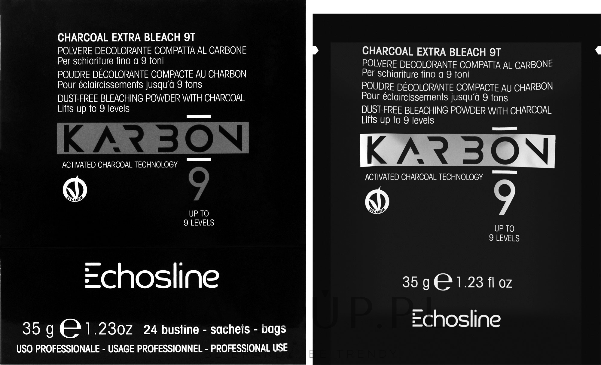 Proszek wybielający z węglem drzewnym do rozjaśniania 9 odcieni - Echosline 9 Charcoal Extra Bleach 9T — Zdjęcie 24 x 35 g