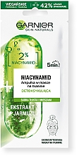 Kup Ampułka w masce na tkaninie detoksykująca z niacynamidem i ekstraktem z jarmużu - Garnier Skin Naturals Sheet Mask Detoxifying Ampoule
