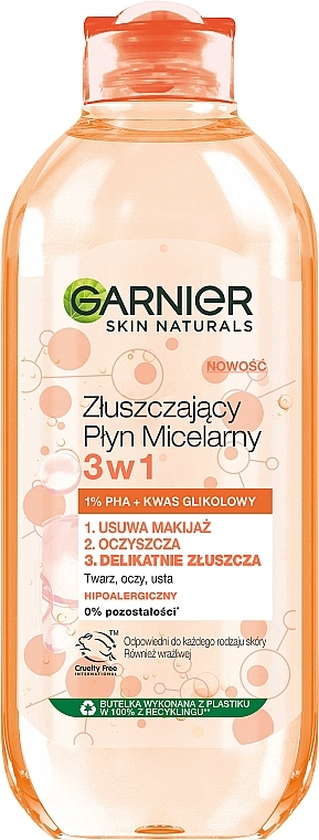 Złuszczający płyn micelarny 3 w 1 - Garnier Skin Naturals — Zdjęcie N1