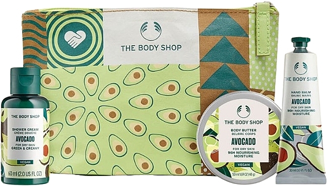 Zestaw - The Body Shop Rich & Creamy Avocado Mini Gift (sh/cr/60ml + b/butter/50ml + h/balm/30ml + bag/1pcs) — Zdjęcie N1