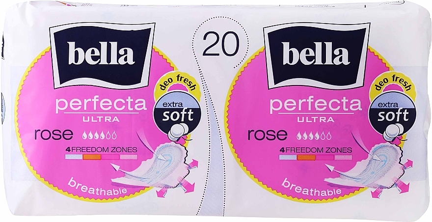 Podpaski Perfecta Rose Deo Fresh Soft Ultra, 10+10 szt. - Bella
