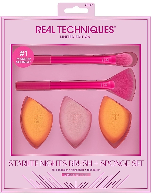 Zestaw - Real Techniques Starlite Nights (sponge/3pcs + brush/2pcs) — Zdjęcie N1