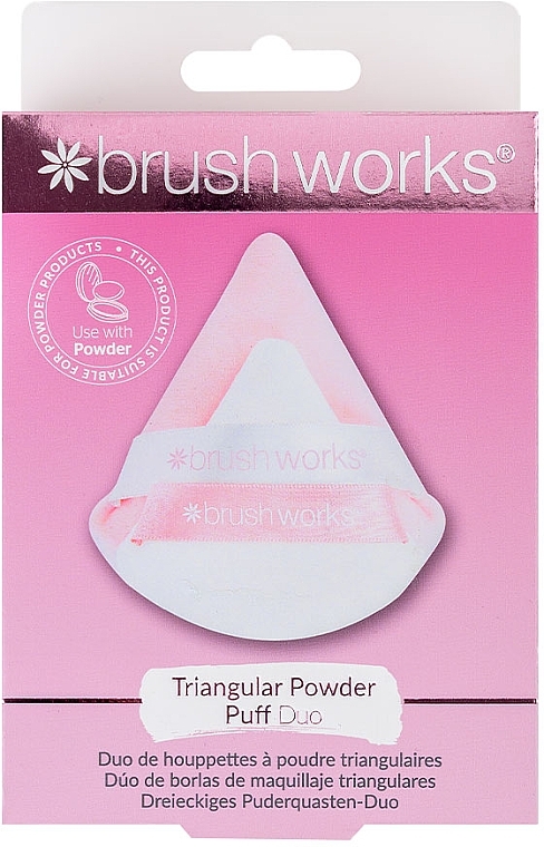 Zestaw puszków do nakładania pudru, 2 szt. - Brushworks Triangular Powder Puff Duo — Zdjęcie N1