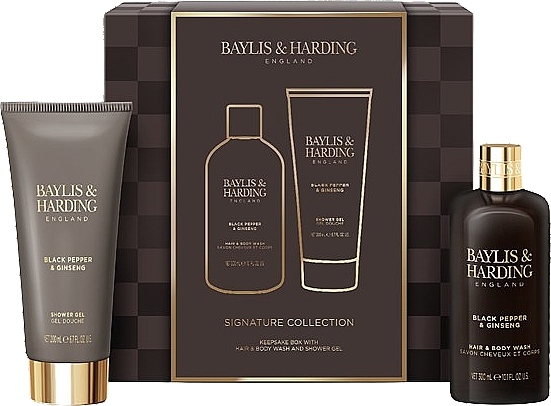 Zestaw - Baylis & Harding Black Pepper & Ginseng Men's Luxury Bathing Duo Gift Set (shm/300ml + sh/gel/200ml) — Zdjęcie N1