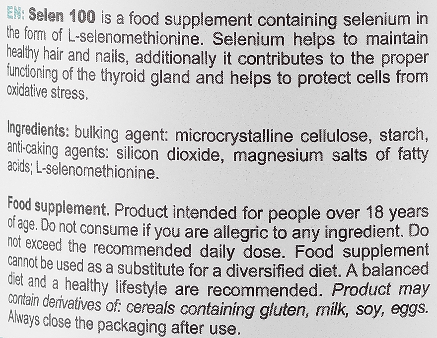 Suplement diety Selen 100 - SFD Nutrition Selen 100 — Zdjęcie N3