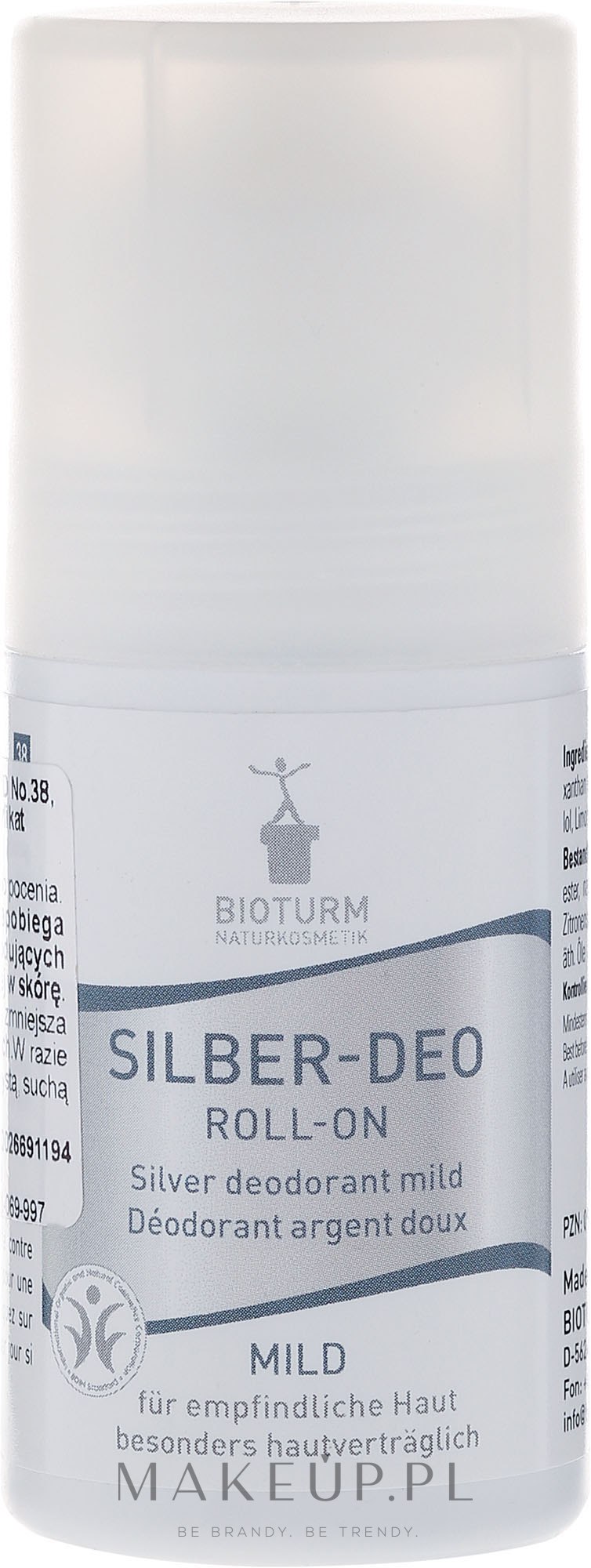 Łagodny srebrny dezodorant w kulce - Bioturm Silver Mild Deo Roll-On No.38 — Zdjęcie 50 ml