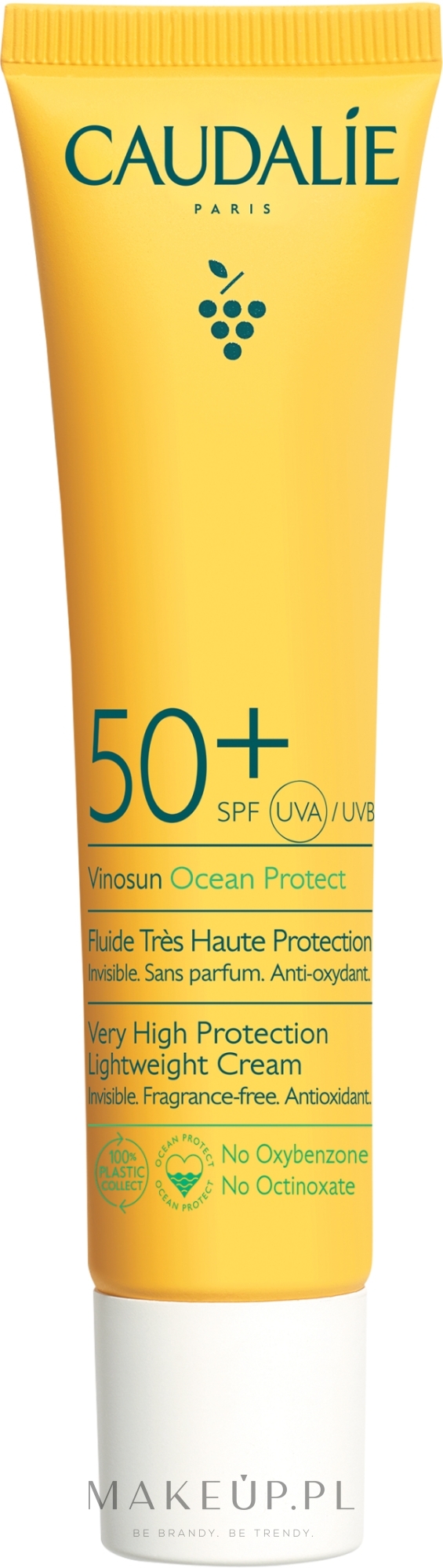 Lekki krem przeciwsłoneczny dla cery mieszanej i tłustej - Caudalie Vinosun Protect Very High Lightweight Cream SPF 50+ — Zdjęcie 40 ml