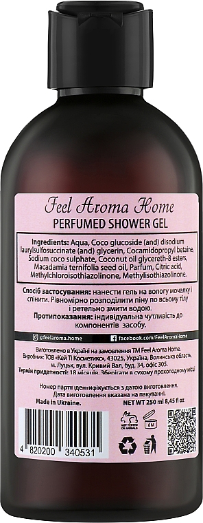 Perfumowany żel pod prysznic Szafran, jaśmin, nuty drzewne i ambra - Feel Aroma Home Velvet Perfumed Shower Gel — Zdjęcie N2