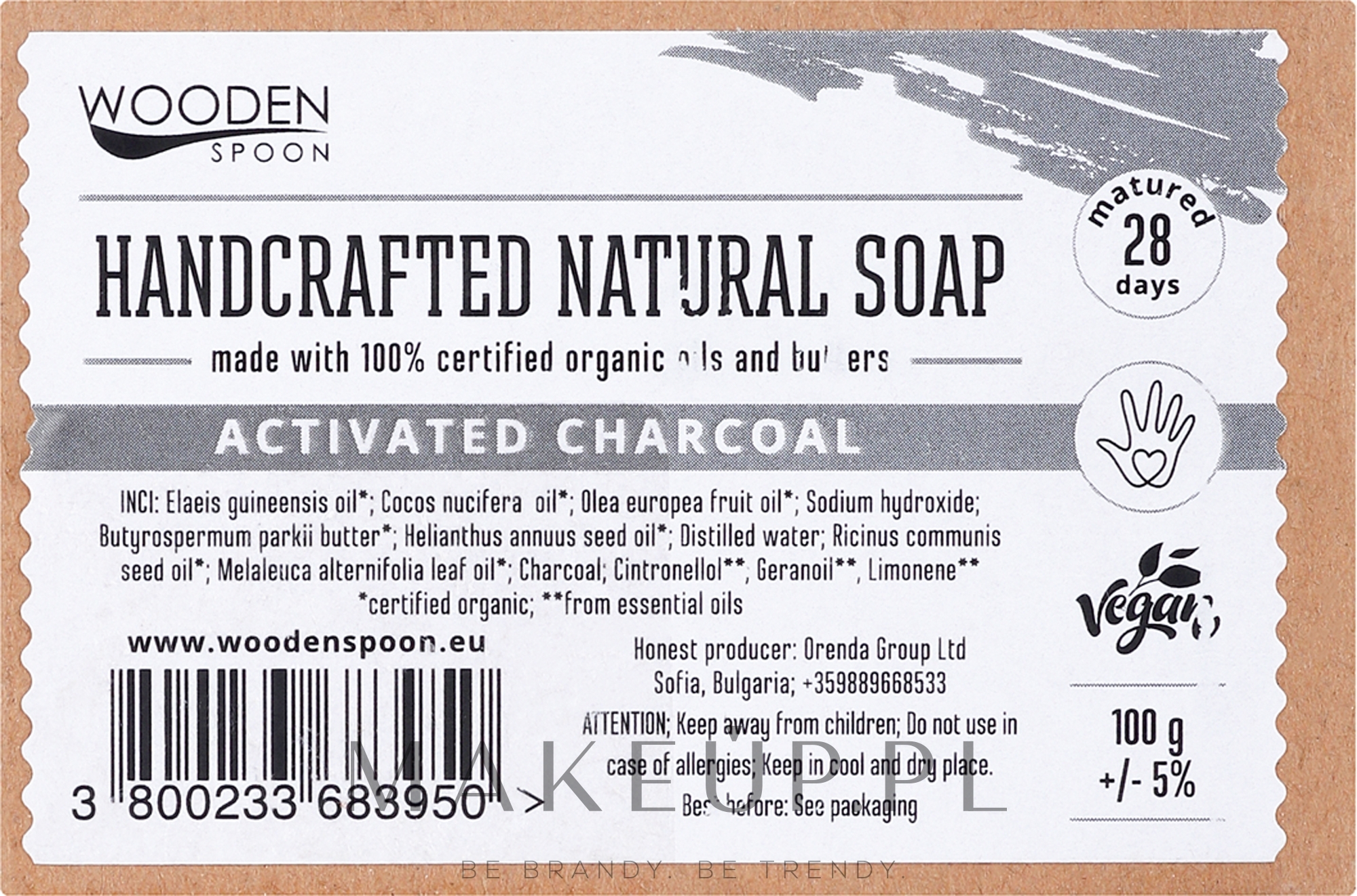 Mydło w kostce z węglem aktywnym Drzewo - Wooden Spoon Bar Soap — Zdjęcie 100 g