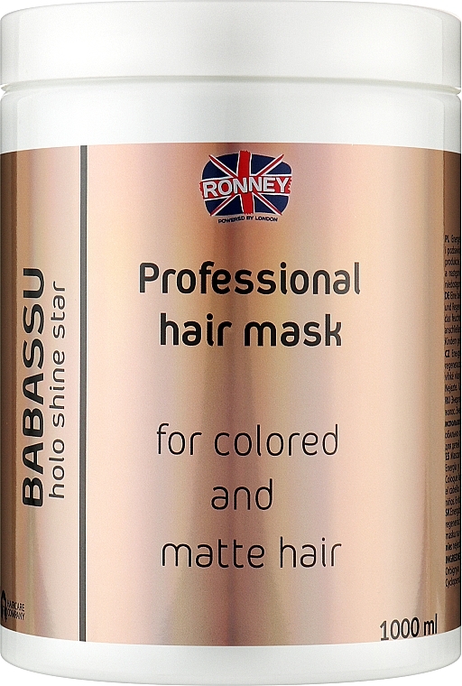 Wzmacniająca maska do włosów farbowanych i matowych - Ronney Professional Holo Shine Star Babbasu Mask — Zdjęcie N1