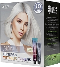 Zestaw do włosów farbowanych - Affinage Salon Professional Infiniti Toners/Metallic Toners Intro Kit (hair/dye/4x100 ml + 6/60 ml + converter/2x250 ml + h/cond/10 ml + h/shm/10 ml) — Zdjęcie N2