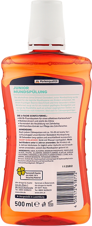 Płyn do płukania jamy ustnej dla dzieci Smak jagodowy - Dontodent Junior — Zdjęcie N2