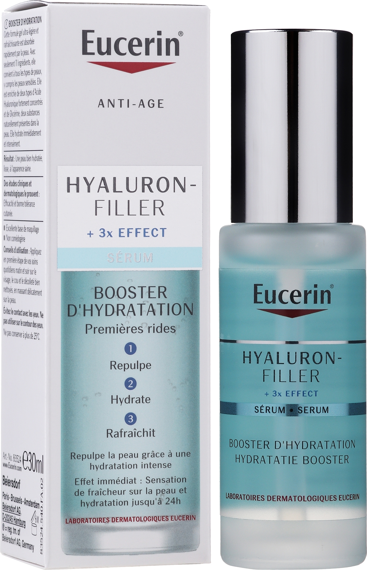 Nawilżające serum do twarzy - Eucerin Hyaluron-Filler + 3x Effect Hydration Booster Serum — Zdjęcie 30 ml