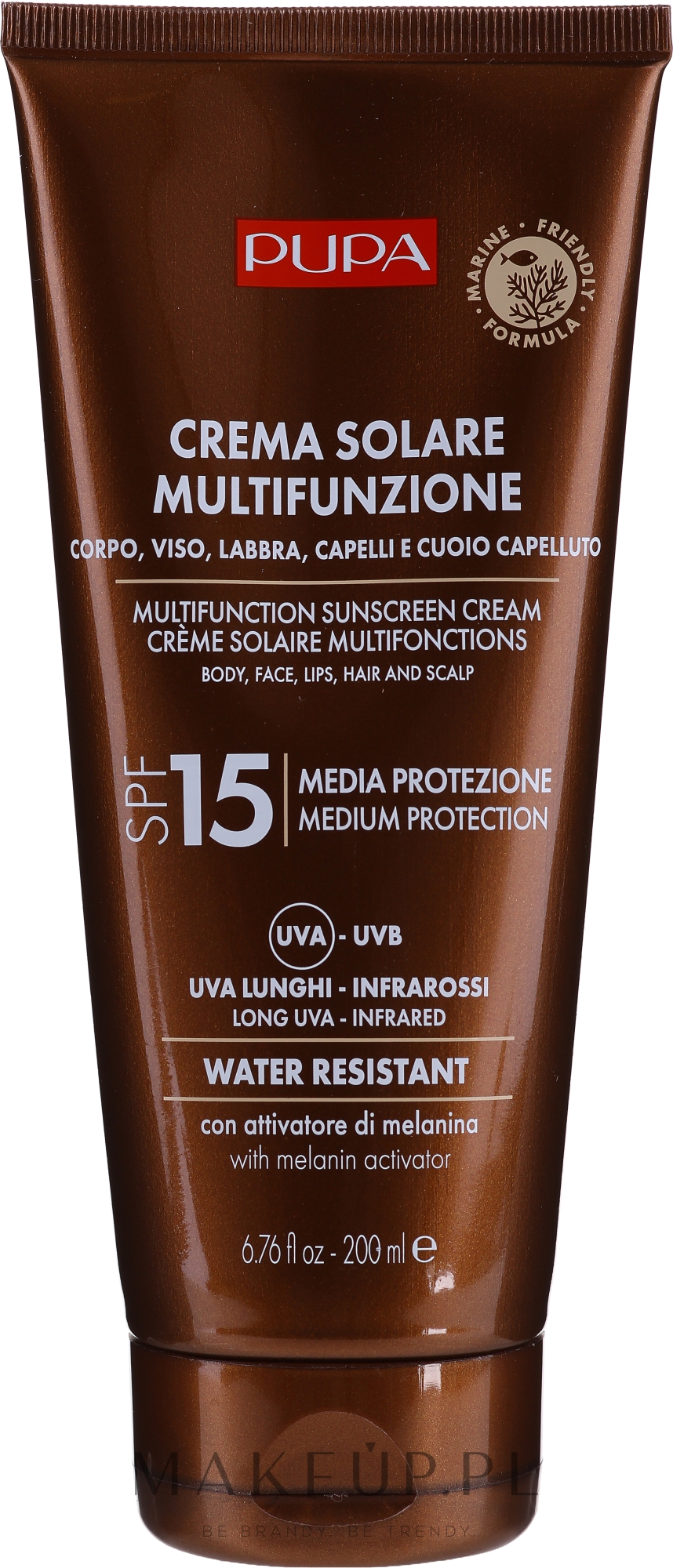 Nawilżający krem ​​przeciwsłoneczny SPF 15 - Pupa Multifunction Sunscreen Cream — Zdjęcie 200 ml