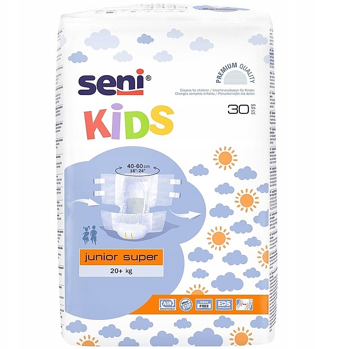 Pieluchy dziecięce Kids Junior Super, 20+ kg - Seni — Zdjęcie N1