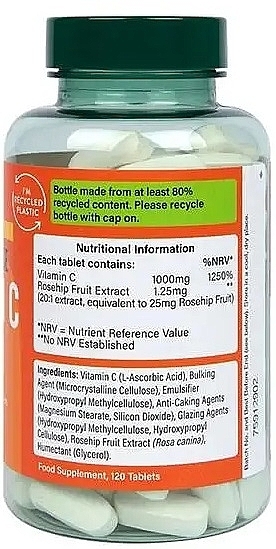 Witamina C w tabletkach - Holland & Barrett Vitamin C & Rose Hips 1000mg — Zdjęcie N5