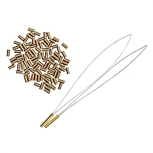 Mikropierścienie do przedłużania włosów, jasny brąz, 100 szt. - Balmain Paris Hair Couture Micro Rings Light Brown With 2 Pullers — Zdjęcie N2