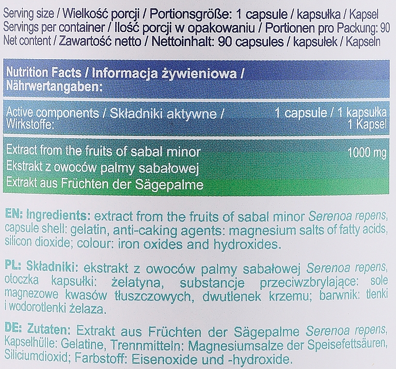 Suplement diety Jagody palmy sabałowej - Allnutrition Adapto Saw Palmetto — Zdjęcie N3