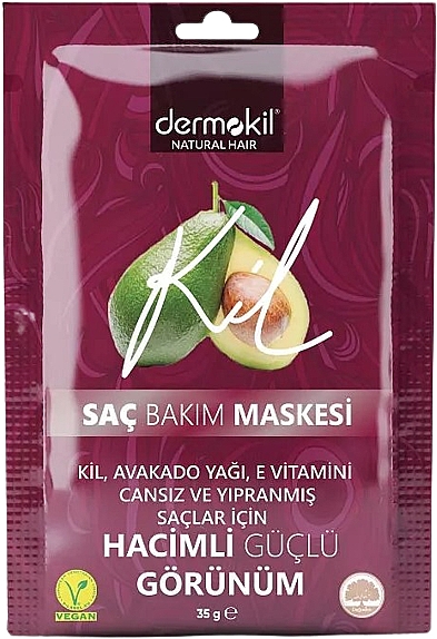 Maska do włosów z glinką roślinną, awokado i witaminą E - Dermokil Hair Care Mask (sachet) — Zdjęcie N1
