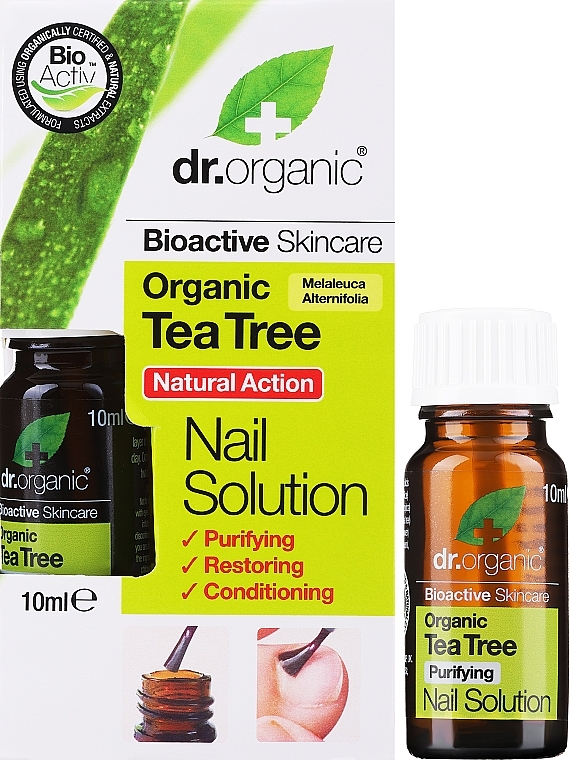 Serum do paznokci z olejkiem z drzewa herbacianego - Dr Organic Bioactive Skincare Tea Tree Nail Solution — Zdjęcie N2