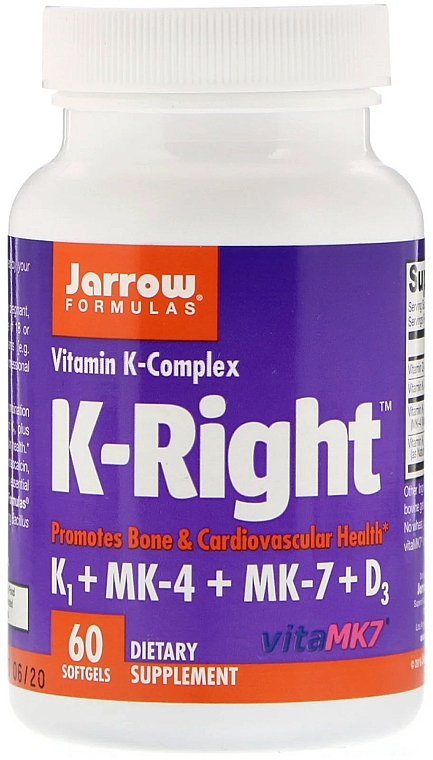 Witamina K w żelowych kapsułkach - Jarrow Formulas K-Right — Zdjęcie N1