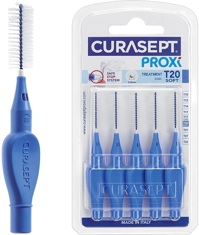 Szczoteczki międzyzębowe 2,0 mm, 5 szt., niebieskie - Curaprox Curasept Proxi Treatment T20 Soft Blue — Zdjęcie N1