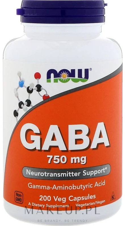Suplement diety Gaba, 750mg - Now Foods GABA 750 mg  — Zdjęcie 200 szt.