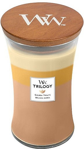 Świeca zapachowa w szkle - Woodwick Hourglass Candle Trilogy Golden Treats — фото N1