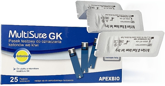 Diagnostyczne paski testowe do oznaczania ketonów - Diather Diagnostics & Therapy MultiSure GK Ketone — Zdjęcie N1