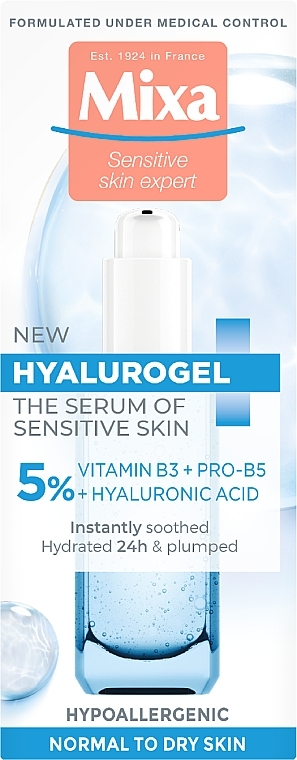 Nawilżające serum do twarzy do skóry wrażliwej, normalnej i suchej - Mixa Hyalurogel The Serum Of Sensitive Skin — Zdjęcie N2